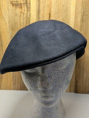 Navy Newsboy Men's Wool Cap Hat Medium 100% Wool